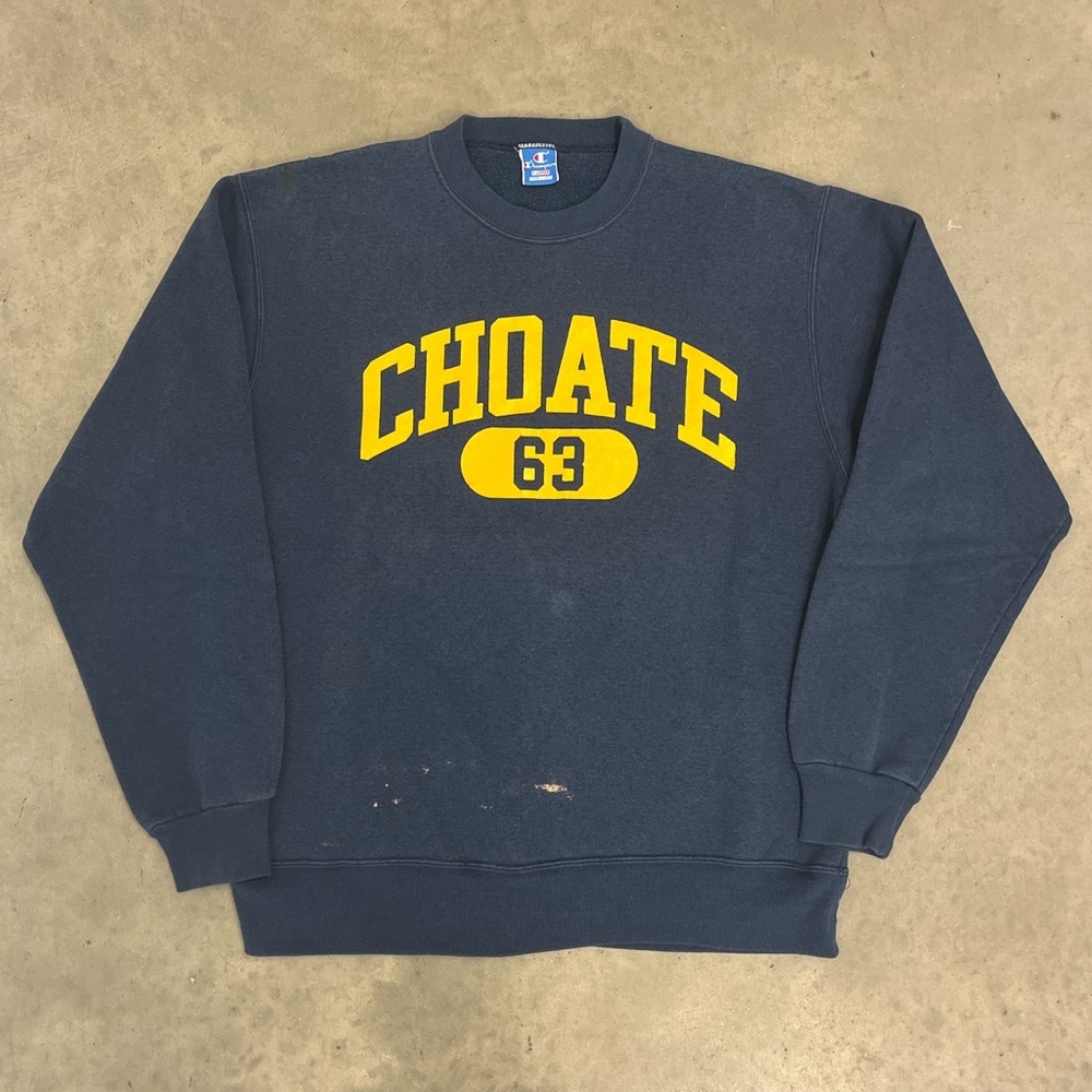 Vintage 80s Champion Blue Tag Choate College Crewneck Sweatshirt Made In USA